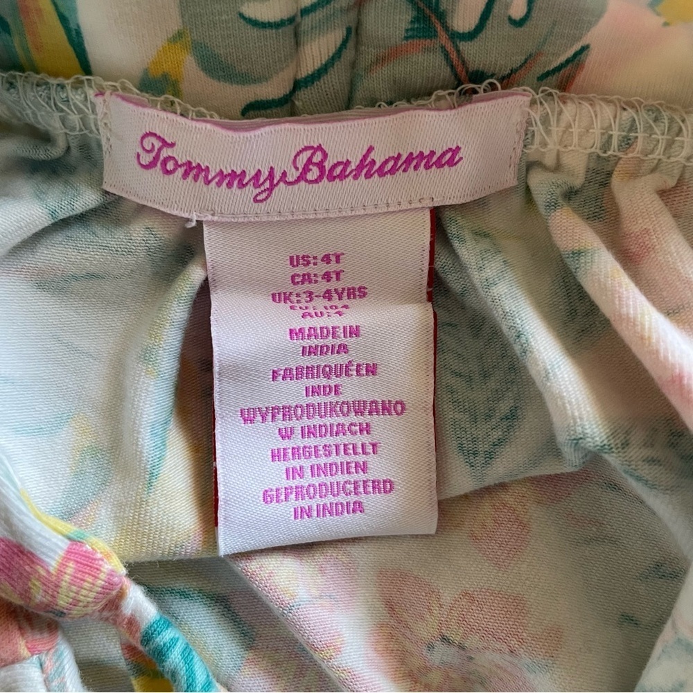 Vibrant Tommy Bahama Sun Dress Girls 4T Tropical Floral Ruffle Sleeve Beach - Picture 2 of 12